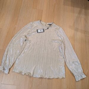 Adrianna Papell Shimmering Silver Blouse